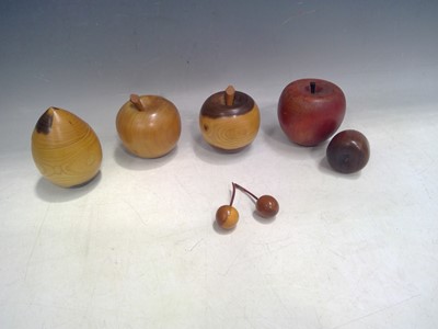 Lot 74 - Turned Wooden Fruit, Ceramic and Metal Eggs.
