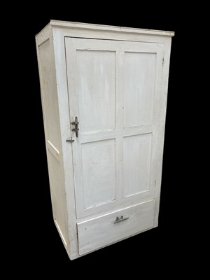 Lot 27 - A Painted Pine Wardrobe / Linen Press. The...