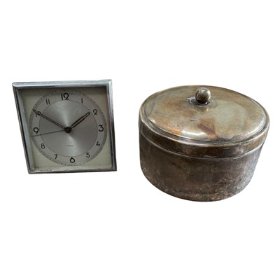 Lot 96 - A white metal circular Box and an eight-day...