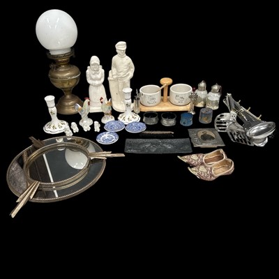 Lot 106 - A mixed lot to include a mirror, a converted...