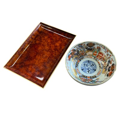 Lot 116 - An Imari Bowl and a Lacquered Japanese tray 21...