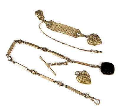 Lot 2443 - A gilt watch chain, etc.