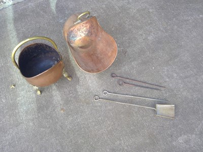 Lot 127 - Two Copper Coal Scuttles and Hand Forged...