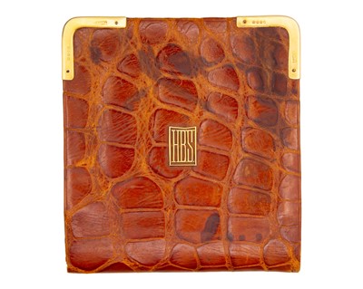 Lot 184 - ASPREY & CO LTD - An 18k gold-mounted leather aide-memoir with original 18k gold pencil.