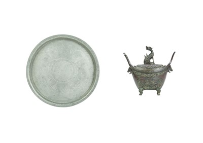 Lot 423 - A Japanese bronze censer and cover.