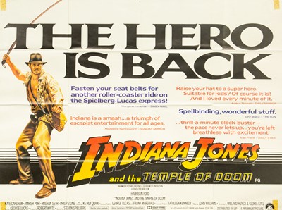 Lot 269 - Indiana Jones 'Temple of Doom' quad film poster.