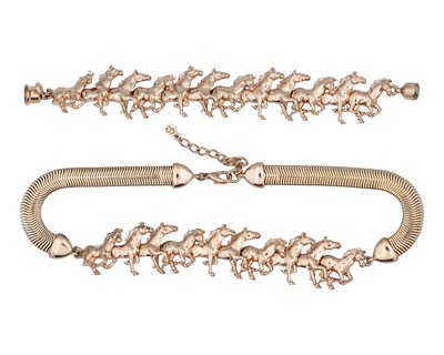 Lot 31 - BILL SKINNER - A running horses motif necklace with a matching bracelet, in an original box.
