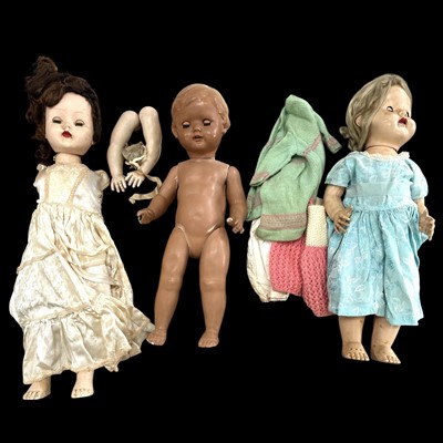 Lot 149 - Three vintage dolls, one bisque and two...