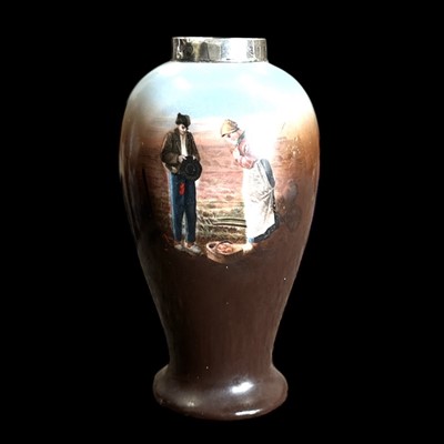 Lot 162 - A Royal Bayreuth silver collard spill vase,...