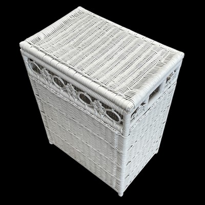 Lot 164 - Vintage white wicker laundry basket. 60 x 46 x...