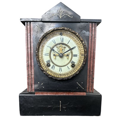 Lot 177 - A Victorian slate and marble mantel clock by...
