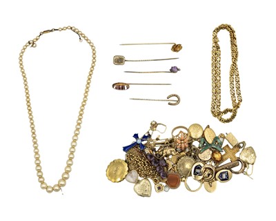 Lot 39 - A selection of gold-plated and rolled gold jewellery items in a box.