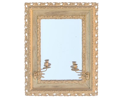 Lot 826 - A late Victorian gilt gesso girandole rectangular wall mirror.