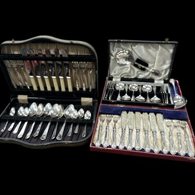 Lot 55 - Three boxes of silver-plated cutlery.