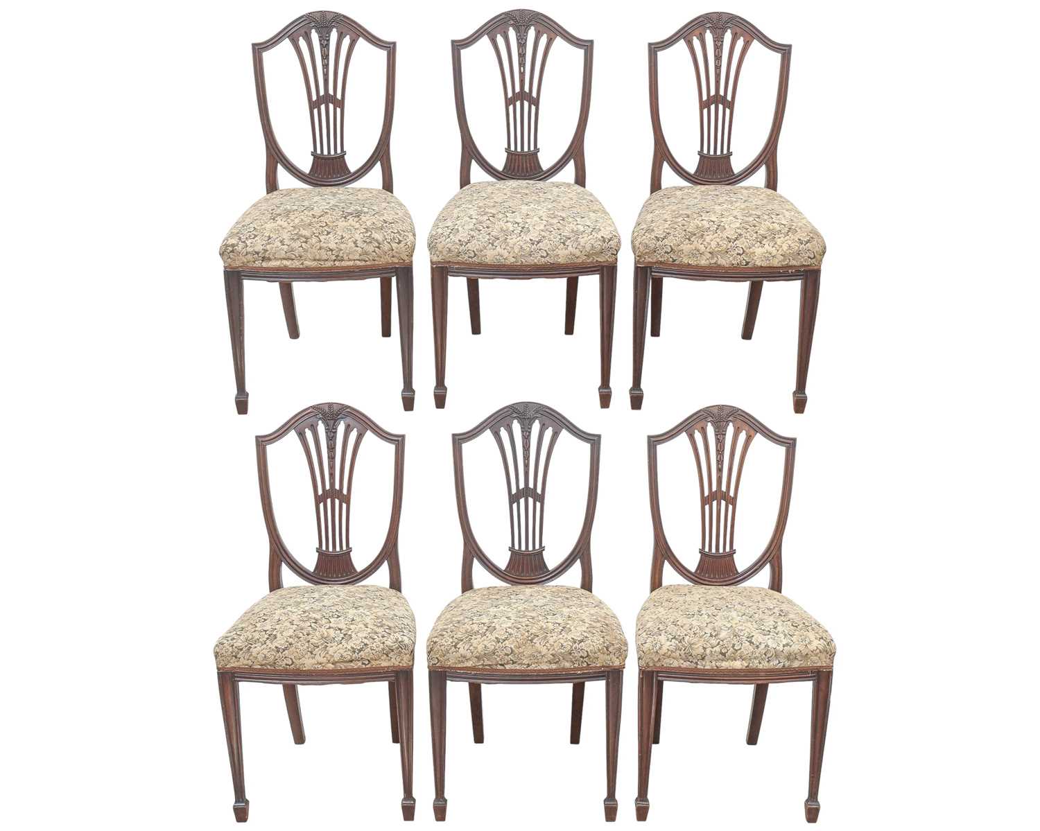 Lot 901 - A set of six Sheraton style mahogany dining chairs.