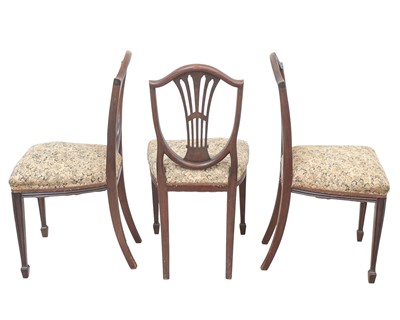 Lot 901 - A set of six Sheraton style mahogany dining chairs.