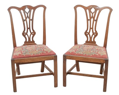 Lot 905 - A pair of George III mahogany dining chairs.