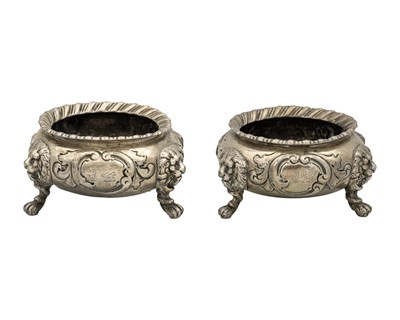 Lot 184 - A good Victorian silver pair of circular salts by Robert Harper.