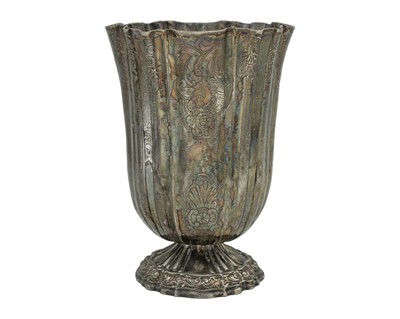 Lot 147 - A French Louis XVI silver fluted pedestal vase.