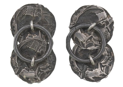 Lot 37 - A pair of silver Art Nouveau button cufflinks by William Vale & Sons.