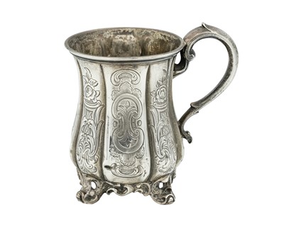 Lot 155 - A Victorian silver lobed baluster mug by John Evans.