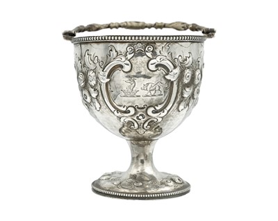 Lot 174 - A Victorian silver swing handled pedestal sugar basket by Henry Holland.