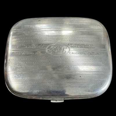 Lot 119 - An Alpaca silver cigarette case presented to...