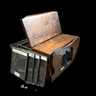 Lot 132 - A 19th-century mahogany stereoscopic card...