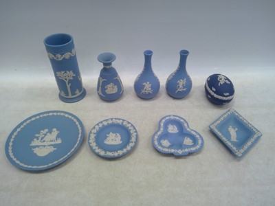Lot 134 - Wedgwood Jasperware. The Cylindrical Vase is...