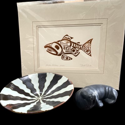 Lot 135 - A studio pottery bowl, a Canadian pottery...