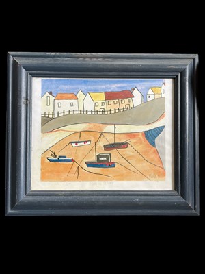 Lot 138 - A print of boats in St Ives, signed M Hills,...