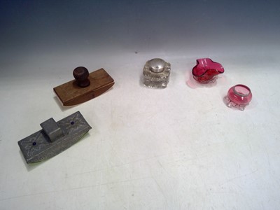 Lot 173 - Ink blotters, cranberry glass and an Inkwell....