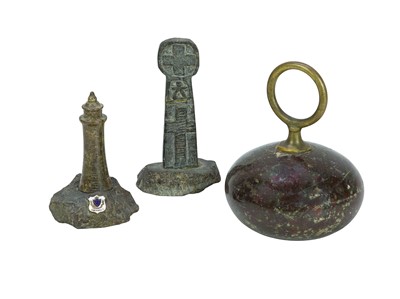 Lot 3 - A Cornish polished serpentine doorstop.