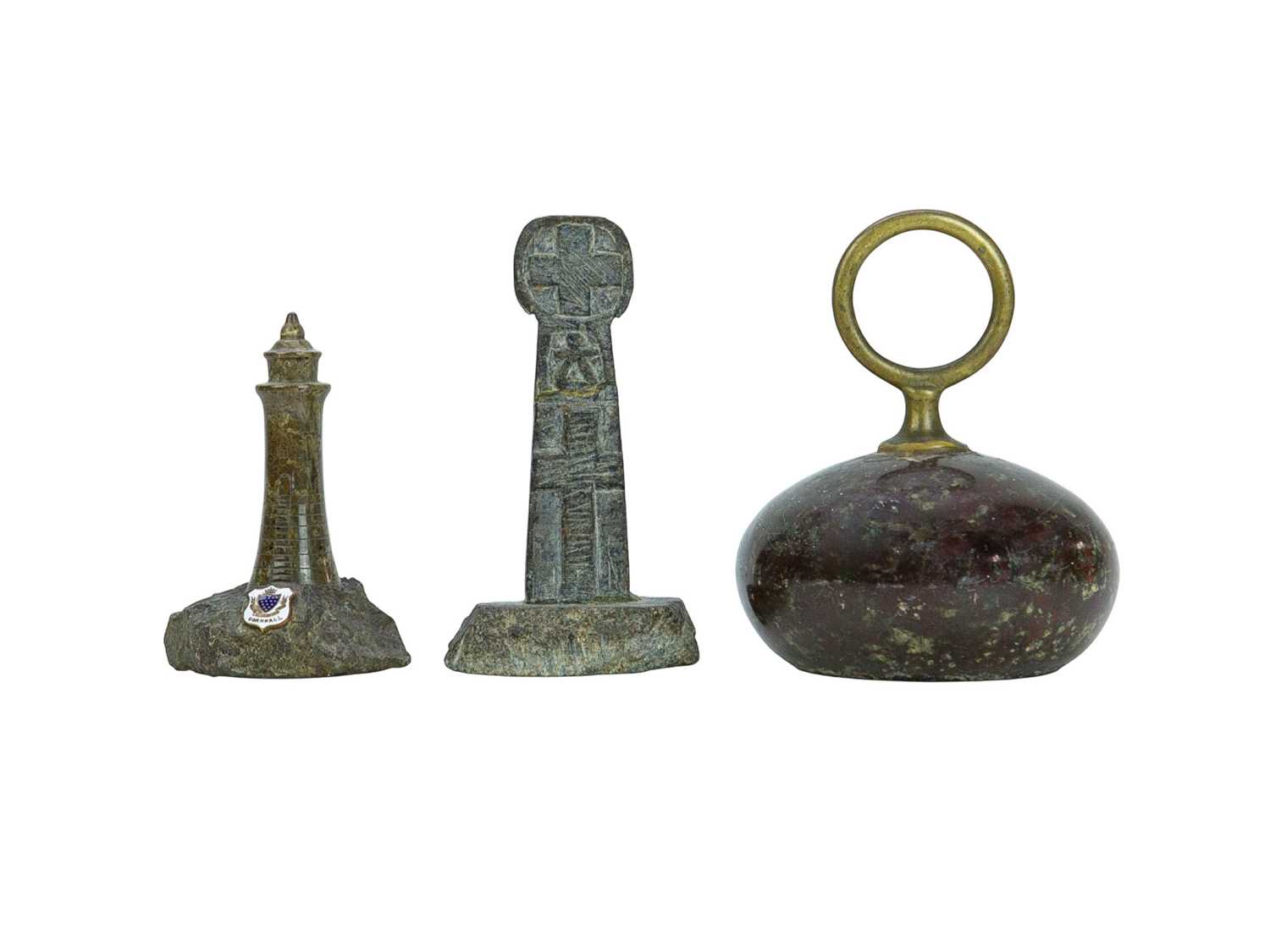 Lot 3 - A Cornish polished serpentine doorstop.