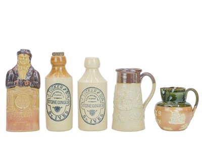 Lot 607 - Two J. Tucker ginger beer bottles.