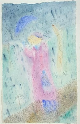 Lot 194 - Dora HOLZHANDLER (1928-2015) Woman in the Rain...