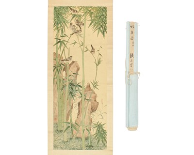 Lot 413 - A Chinese scroll painting.