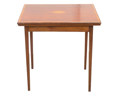 Lot 959 - An Edwardian mahogany and crossbanded fold top card table.