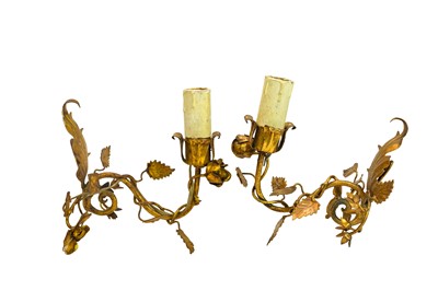 Lot 819 - Four gilt metal single branch wall lights.