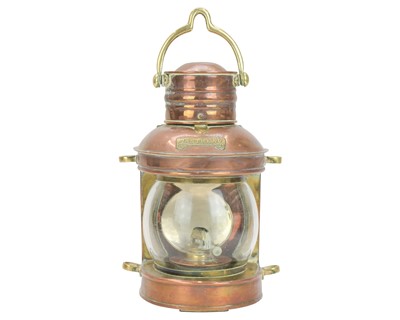 Lot 137 - A copper and brass ship's Masthead lamp.