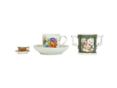 Lot 621 - A 19th century Meissen tea cup and saucer with hand-painted floral decoration.