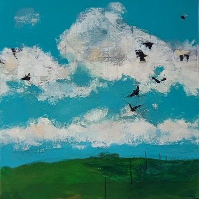 Lot 205 - Simon POOLEY (1955) Rooks-Fly Past Mixed media...