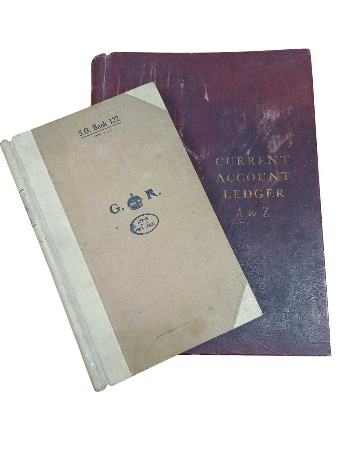 Lot 77 - A large late 19th/early 20th century maroon leather bound 'Current Account Ledger'.