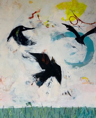 Lot 209 - Simon POOLEY (1955) Playful Rooks Mixed media...