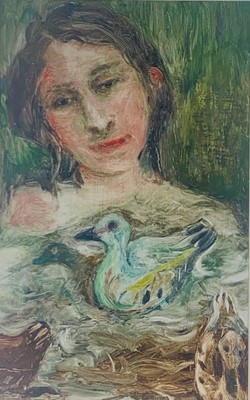 Lot 215 - Zoe CAMERON (b. 1959) Figure with Ducks Oil on...