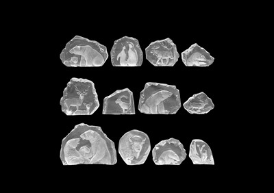 Lot 675 - Mats JONASSON (1945) A collection of lead crystal paperweights.
