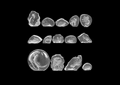 Lot 716 - Mats JONASSON (1945) A collection of lead crystal paperweights.