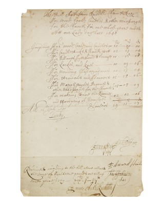 Lot 195 - (Charles I) Manuscript Receipt for the Royal Chamber, 1640-41