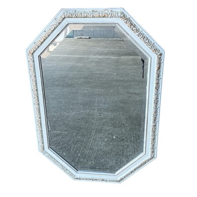 Lot 50 - A painted frame bevelled-edge mirror. 64 x 95cm.