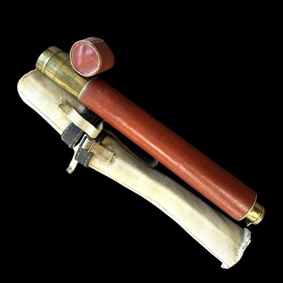 Lot 54 - A G Barker, brass and leather fixed telescope,...